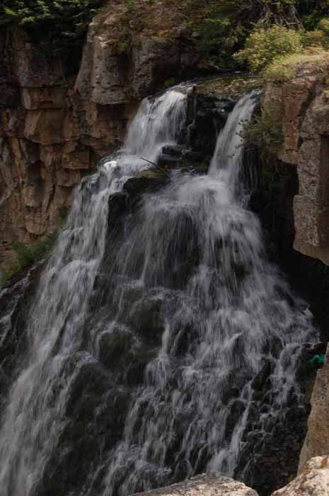 A waterfall into the Yellowstone River at Golden Gate Pass